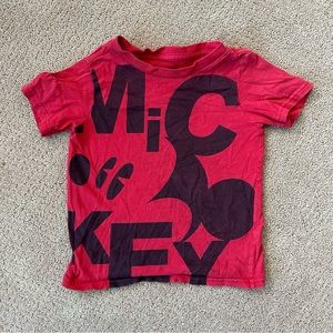 Disney XXS (2/3), Mickey Mouse, Red and Black, Boys, Short Sleeve Shirt.